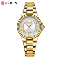 CURREN 9091 Luxury Original Woman Round Watch Stainless Steel 3ATM Waterproof Elegant Ladies Wristwatch Quartz Watch for Women