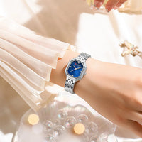 CURREN 9108 Casual Ladies' Quartz Watch, Octagonal Case Stainless Steel Strap Small Square Wristwatch