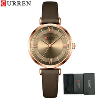 CURREN New Leather Watch Women Watches Ladies Creative Quartz Bracelet Wristwatches Female Waterproof Clock Relogio Feminino