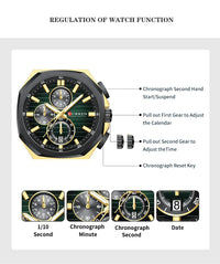 CURREN Luxury Business Wristwatch Stainless Steel Quartz Sport Chronograph Clock Fashion Male Watch Ideal Present for Daily