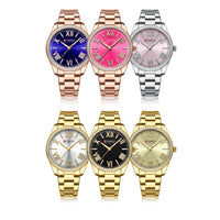 CURREN NEW Luxury Quartz Women's Bracelet Wristwatches with Rhinestone Dial Elegant Luminous Hands Stainless Steel Watches