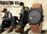 CURREN 8139 Men's Water-resistant Men's Quartz Watch Neutral-style Watch with Small Dial, Matte Genuine Leather Strap