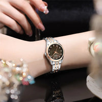 CURREN 9111 Luxury Women's Quartz Watch Ultra-Thin Waterproof Small Dial Watch with Rhinestone Embellishments