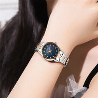 CURREN 9111 Luxury Women's Quartz Watch Ultra-Thin Waterproof Small Dial Watch with Rhinestone Embellishments