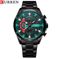CURREN 8402 Business Men's Quartz Watch, Six-hand Steel-strap Wristwatch with Motorcycle-style Dial