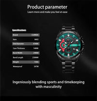 CURREN 8402 Business Men's Quartz Watch, Six-hand Steel-strap Wristwatch with Motorcycle-style Dial