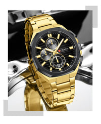CURREN Luxury Business Wristwatch Stainless Steel Quartz Sport Chronograph Clock Fashion Male Watch Ideal Present for Daily