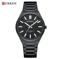 CURREN Men’s Business Watch Textured Black Dial Quartz  Wristwatch Stainless Steel Luminous Male Dress Watch Relogio Masculino