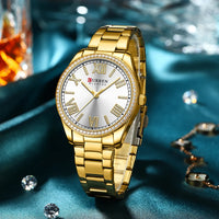 CURREN Brand New Charming Rose Ladies Watch Luminous Hands Stainless Steel Strap Clock Thin Quartz Ladies Watch relogio feminino