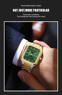 CURREN NEW Stainless Steel Strap Vintage Rectangle Dial Quartz Watches for Men Luminous Hands Waterproof