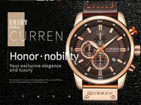 CURREN 8291 Mens Quartz Chronograph Watch Casual Leather Military Sport Fashion Gentleman Wristwatch