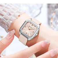 CURREN 9113 Women's square small dial watch waterproof quartz watch silicone watch strap fashionable and simple wristwatch