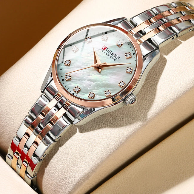 CURREN Elegant Fashion Women's Watches Luxury Brand Original Quartz Watch for Ladies Waterproof Stainless Steel Clock