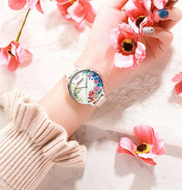 CURREN Women Watch Top Brand Luxury Gold Female Waterproof Clock Mesh Stainless Steel Bracelet Flower Ladies Wristwatch 9059