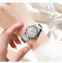 CURREN 9111 Luxury Women's Quartz Watch Ultra-Thin Waterproof Small Dial Watch with Rhinestone Embellishments