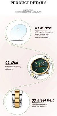 CURREN Simple Round Dial Fashion Dress Quartz Watches for Ladies with Stainless Steel Bracelet Luxury Wristwatches