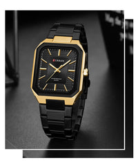 CURREN 8457 Business Minimalist Quartz Watch Waterproof Square Stainless Steel Strap Wristwatch with Luminous Function