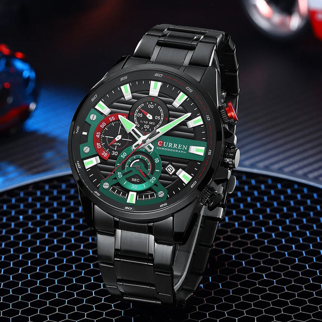 CURREN 8415 Men Luminous Watch Reloj Hombre Simple Multifunctional Quartz Watch Sport Stainless Steel Strap Business Waterproof