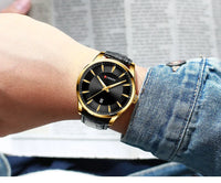 CURREN 8365 Men's Minimalist Calendar Water-Resistant Quartz Watch, Business Style with Leather Strap