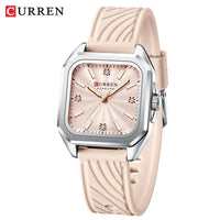 CURREN 9113 Women's square small dial watch waterproof quartz watch silicone watch strap fashionable and simple wristwatch