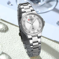 CURREN Luxury Brand Wristwatches for Women Stainless Steel Band with Elegance Dial Luminous Hands Waterproof Watch