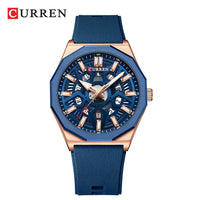 CURREN 8437 Unisex Minimalist Quartz Watch Polygonal Skeleton Sports Waterproof Silicone-Strap Wristwatch