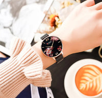 CURREN Women Watch Top Brand Luxury Gold Female Waterproof Clock Mesh Stainless Steel Bracelet Flower Ladies Wristwatch 9059