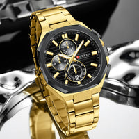CURREN Luxury Business Wristwatch Stainless Steel Quartz Sport Chronograph Clock Fashion Male Watch Ideal Present for Daily