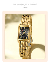 CURREN-Women's Simple Dial Wristwatch, Elegant and Charming Bracelet Quart Watches for Lady, Fashion Brand