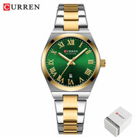 CURREN 9095 Women's Quartz Watch Fashion Calendar Leisure Analog Display Rose Gold Purple Stainless Steel Strap for Ladies Gift