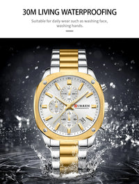 CURREN Stainless Steel Watch with Timer Calendar Luminous Hands And Stainless Steel Bracelet