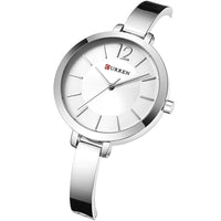 CURREN 9012 Casual Quartz Watch for Ladies, Waterproof Stylish Integrated Stainless Steel Bangle Wristwatch