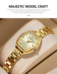 CURREN Simple Quartz Watch for Women Luxury Vintage Wristwatch Luminous Hands Stainless Steel Bracelet Women's Dress Watch