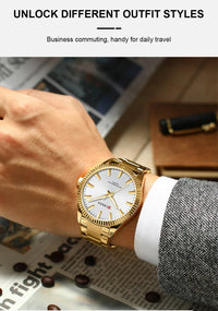 CURREN 8425 Neutral Round Baton-marked Stainless Steel Watch, Water-resistant Business Men's Wristwatch