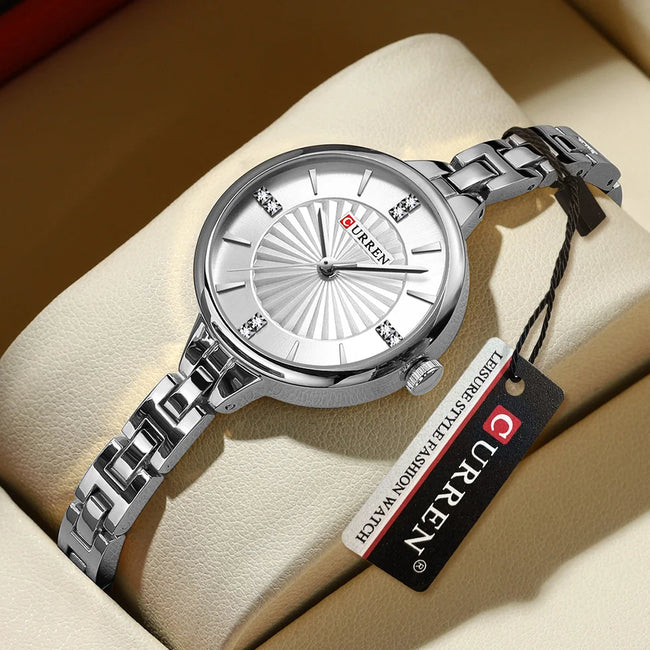 CURREN Women Luxury Watches Fashion Women's Quartz Wristwatches Top Brand Rhinestone Dial Clock Waterproof Reloj Mujer 9097