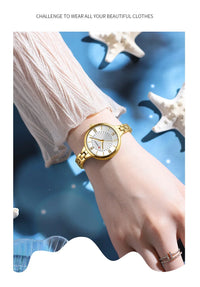 Ladies small dial chain watch waterproof round simple for women Simple Romantic Rhinestone Dial with Stainless Steel Bracelet