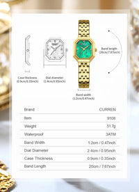 CURREN Elegant Fashion Women's Watches Luxury Brand Original Quartz Watch for Ladies Waterproof Stainless Steel Luminous Date
