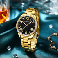 CURREN Brand New Charming Rose Ladies Watch Luminous Hands Stainless Steel Strap Clock Thin Quartz Ladies Watch relogio feminino