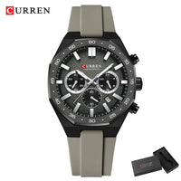 CURREN 8489 New Mens Watches Waterproof Sports Watch Silicone Strap Chronograph Quartz Wristwatch Relogios Masculino+BOX
