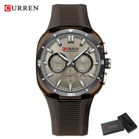 CURREN Men's Watch New Luxury Quartz Clock Original Silicone Sports Multi Functional Waterproof Luminous Date Timer Wrist Watch