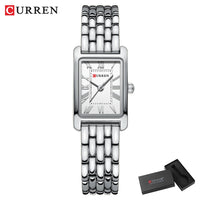 CURREN Luxury Ladies Fashion Quartz Watch Simple Scale Square Quality Women Watches Business Stainless Steel Folding Clock