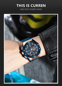 CURREN 8462 Top Luxury Quartz Men's Watch Silicone Strap Multifunctional Timing Code Classic Luminous Waterproof Men's Watch