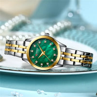 CURREN 9111 Luxury Women's Quartz Watch Ultra-Thin Waterproof Small Dial Watch with Rhinestone Embellishments