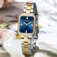 CUREEN New Luxury Lady's Watches Elegant Waterproof Quartz Watch Rectangular Dial Female Clock Gold