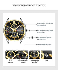 CURREN Men's Quartz Chronograph Watch with Luminous Hands,Auto Date Stainless Steel Band, Precision Style Wristwatche Waterproof
