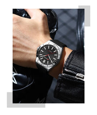 CURREN 8449 Men's Quartz Watch Fashion Leisure Outdoor Clock Analog Display Black Orange Silicone Strap Wristwatch for Male