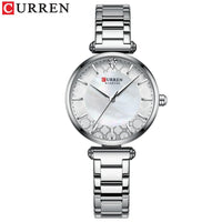 CURREN 9072 Shell Dial Quartz Watch for Ladies, Waterproof Minimalist Business Wristwatch