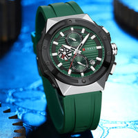 CURREN 8462 Top Luxury Quartz Men's Watch Silicone Strap Multifunctional Timing Code Classic Luminous Waterproof Men's Watch
