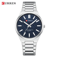 CURREN Men’s Business Watch Textured Black Dial Quartz  Wristwatch Stainless Steel Luminous Male Dress Watch Relogio Masculino