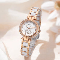 BERNY Women's watches Luxury Elegant Ceramics Quartz Ladies Wristwatch Small Dial Stainless Steel Casual Simple Dress Watch